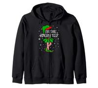 Angry Elf Christmas Family Group Women Girls Xmas Pajama Zip Hoodie