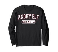 Angry Elf Grandpa Christmas Family Varsity White Red Letters Long Sleeve T-Shirt