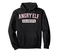 Angry Elf Grandpa Christmas Family Varsity White Red Letters Pullover Hoodie