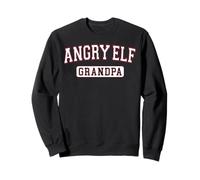 Angry Elf Grandpa Christmas Family Varsity White Red Letters Sweatshirt