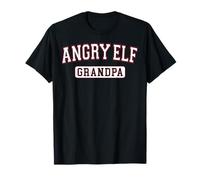 Angry Elf Grandpa Christmas Family Varsity White Red Letters T-Shirt