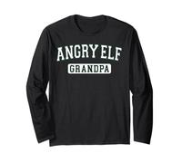 Angry Elf Grandpa Xmas Family Varsity White Green Letters Long Sleeve T-Shirt