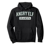 Angry Elf Grandpa Xmas Family Varsity White Green Letters Pullover Hoodie
