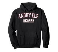 Angry Elf Uncle Christmas Family Varsity White Red Letters Pullover Hoodie