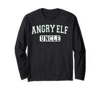Angry Elf Uncle Xmas Family Varsity White Green Letters Long Sleeve T-Shirt