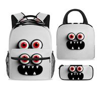 Angry Eyes School Bag Backpack and Lunch Bag Set for Teens Girls Boys