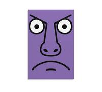Angry Face Poster Minimalist Cartoon Wall Art with Mad Expression on Purple Background Abstract Line Art Humor Print for Bathroom Dorm Or Office Quirky Personality Decor Funny Gift 20x30inch Unframe