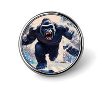 Angry Fighting Gorilla Round Brooch Pin Lapel Pins Tie Suit Dress Accessories Wedding Birthday for Men Women