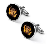 Angry Fire Otter Round Cufflinks for Men Classic Cuff Links Jewellery for Wedding Business Party 1.7cm