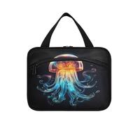 Angry Fired Animal Jellyfish Hanging Travel Toiletry Cosmetic Makeup Bag Large Capacity Foldable Storage Wash Bags for Women Girls Bathroom