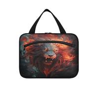 Angry Fired Animal Lion Hanging Travel Toiletry Cosmetic Makeup Bag Large Capacity Foldable Storage Wash Bags for Women Girls Bathroom