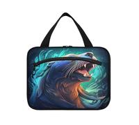 Angry Fired Animal Sea Lion Hanging Travel Toiletry Cosmetic Makeup Bag Large Capacity Foldable Storage Wash Bags for Women Girls Bathroom