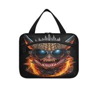 Angry Fired Armadillo Hanging Travel Toiletry Cosmetic Makeup Bag Large Capacity Foldable Storage Wash Bags for Women Girls Bathroom