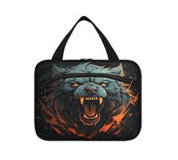 Angry Fired Bear Hanging Travel Toiletry Cosmetic Makeup Bag Large Capacity Foldable Storage Wash Bags for Women Girls Bathroom