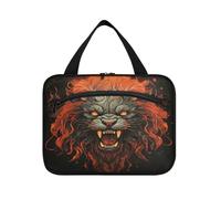 Angry Fired Lion Hanging Travel Toiletry Cosmetic Makeup Bag Large Capacity Foldable Storage Wash Bags for Women Girls Bathroom