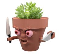 Angry Flower Pot - Funny with Angry Expression | Funny Resin Pot with Knives and Heart, Succulent Plant Pots for Study or Living Room