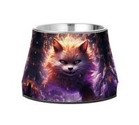Angry Fox Purple Fire Non Slip Anti Skid Dog Bowls Stainless Steel Food Water Bowl Stackable Pet Puppy Dishes