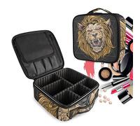 Angry Golden Lion Cat King Make Up Bag Toiletry Case Zipper Makeup Cosmetic Bags Organizer Pouch for Free Compartment Women Girls