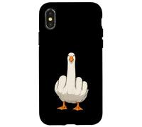 Angry Goose Flipping The Bird Funny Middle Finger Viral Meme Case for iPhone X/XS
