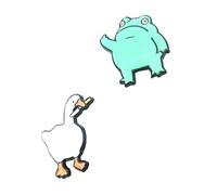Angry Goose Grumpy Green Crazy Frog Middle Finger Knife Evil Meme Game Funny Metal Enamel Pin Badge Pack of 2