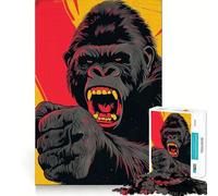 Angry Gorilla Jigsaw for Teenagers 1000 Pieces Mental Improve Play Uniform Size Precise Pieces Family Fun Night Activity (50x75cm)