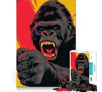 Angry Gorilla Jigsaw for Teenagers 1000 Pieces Mind Boost Fun Clean Cut Sturdy Components Heartwarming Gathering Activity (38x52cm)