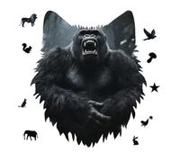 Angry Gorilla Jigsaw Puzzle 175PCS Wolf Head Design Puzzle Wooden Jigsaw Puzzles for Adults Families