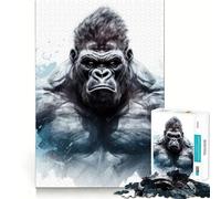 Angry Gorilla Jigsaw Puzzles 1000 Pieces Focus Boost Fun Laser Cut for Flawless Fit Bonding Activity for Loved Ones (50x75cm)