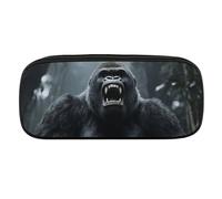 Angry Gorilla Pencil Case Waterproof Leather Pencil Pouch Multi-purpose Aesthetic Makeup Bag Cute Pen Bag Large Cosmetic Bag for Office Stationery, Travel