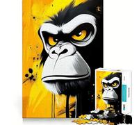 Angry Gorilla Portrait Jigsaw for Adults1000 Pieces Brain Focus Game Precision Cut Smooth Edges Amusing Challenge for Waiting Time (38x52cm)