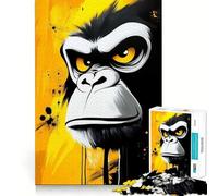 Angry Gorilla Portrait Jigsaw Puzzles 1000 Cognitive Skill Toy Smooth Burr Free Surface Relaxing Indoor Group Activity (50x75cm)