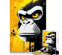 Angry Gorilla Portrait Jigsaw Puzzles for Adults 1000 Memory Training Time Well Spent Precise Edges Best Gift (38x26cm)