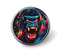 Angry Gorilla Round Brooch Pin Lapel Pins Tie Suit Dress Accessories Wedding Birthday for Men Women