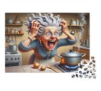 Angry Granny Cooking Colourful Crazy Grandma 1000 Pcs Jigsaws for Adults The Impossible Challenge Fun Present 38x26cm/1000pcs