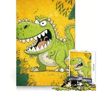 Angry Green Dinosaur Jigsaw 1000 Pieces for Teenagers Mind Power Quiet Enjoyment Uniform Edges Holiday Treat (50x75cm)