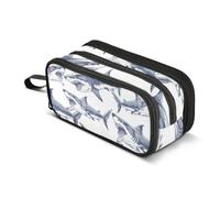 Angry Grey Sharks Pencil Case Boys Girls Pen Bag Pouch School Office Kids