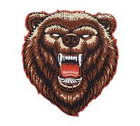 Angry Grizzly Bear Iron-On Patch | Vintage Iron on Patches, Animals Embroidery Patch, Biker ironable Patch, Bear Badges Finally Home