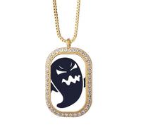 angry halloween s art deco fashion Necklace Pendant Diamond Crystal Golden Jewelry