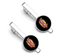 Angry Hot Dog Hamburger Silver Tie Clip Suit Accessories for Men Necktie Bar Set Pin Business Wedding