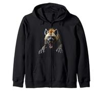 Angry Hyena Head Roaring Wild Animal Safari Art Zip Hoodie