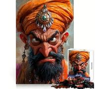 Angry Indian Man Portrait Adults Puzzles 1000 Piece Jigsaws Brain Development Leisure Activity Clean Join Joyful Xmas (50x75cm)