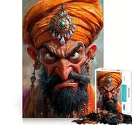 Angry Indian Man Portrait Jigsaw Puzzles 1000 Mental Focus Game No Gap Tight Fitting Design Interactive Brain Challenge for Home (38x26cm)
