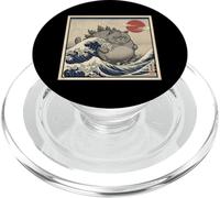 Angry Kaiju Cat Monster In Great Sea Wave PopSockets PopGrip for MagSafe