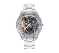 Angry Leopard Business Watch for Men Metal Band Watches Casual Gift Three-Hand Wrist Watch for Boyfriend Father