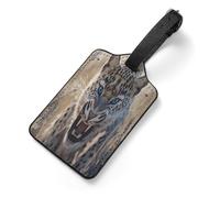Angry Leopard PU Leather Luggage Tags Privacy Cover ID Label Personalized Suitcase Tag for Travel Backpack 7x12cm