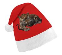 Angry Leopard Trendy Christmas Hat Soft Breathable Xmas Beanie Santa Headwear for New Year Party