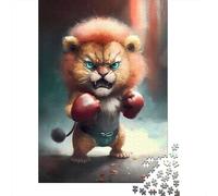 Angry Lion Cub Boxer Puzzle 1000 Pieces, Pet Artwork Challenge for Adults And Teens 70x50cm/1000pcs