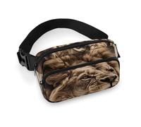 Angry Lion Fanny Packs with Zipper, Personalized Waist Bags with Multiple Pockets, Adjustable Sling Bag for Travel, Waterproof Belt Bag, Crossbody Bags