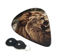 Angry Lion Guitar Picks 6 Pcs, 0.96mm Thickness Celluloid Plectrum with Leather Picks Holder, Personalized Guitar Pick for Bass Electric Acoustic Guitars Lovers Gift
