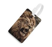 Angry Lion Luggage Tag for Travel, TPU Baggage Tags with Information Card, Personalized Suitcase Tags for Flying, Multifunctional Bag Tags for Business, Gift White